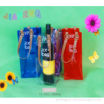 Elegant Colorful PVC Cooler Bag With Leather Handle